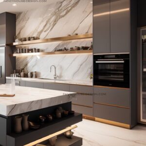 Copy of A sleek island with a marble top is the centerpiece of this modern kitchen_s interior design_